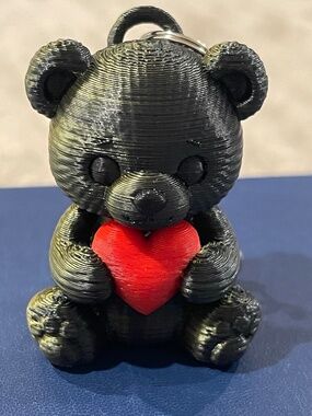 Custom 3D Bear & Heart Keychain 2”